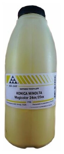 

Тонер AQC AQC-244Y, бутыль 175 г, желтый, совместимый для Konica Minolta Magicolor 2400/2430/2450/2480/2490/2500/2530/2550/2590, AQC-244Y