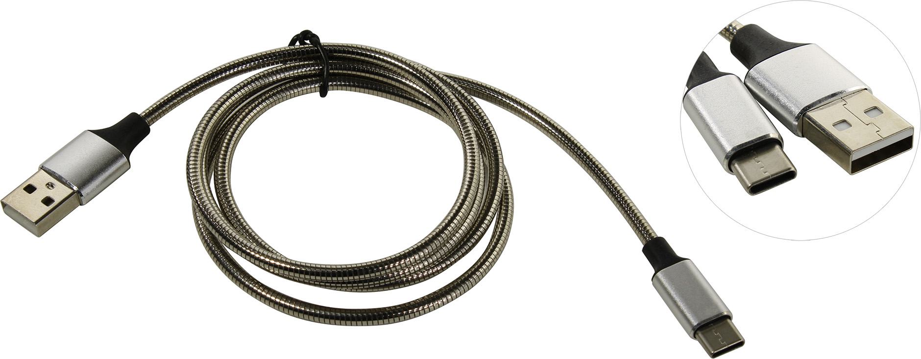 

Кабель USB 2.0(Am)-USB 3.0 Type-C(m), 1 м, хром, MEDIAGADGET (MGC014MSL), 0