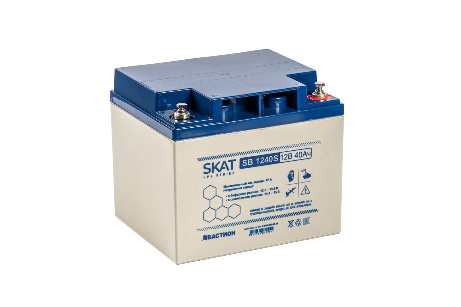 

Аккумуляторная батарея для ИБП Бастион SKAT SB 1240S, 12V, 40Ah (8971), Серый, SKAT SB 1240S