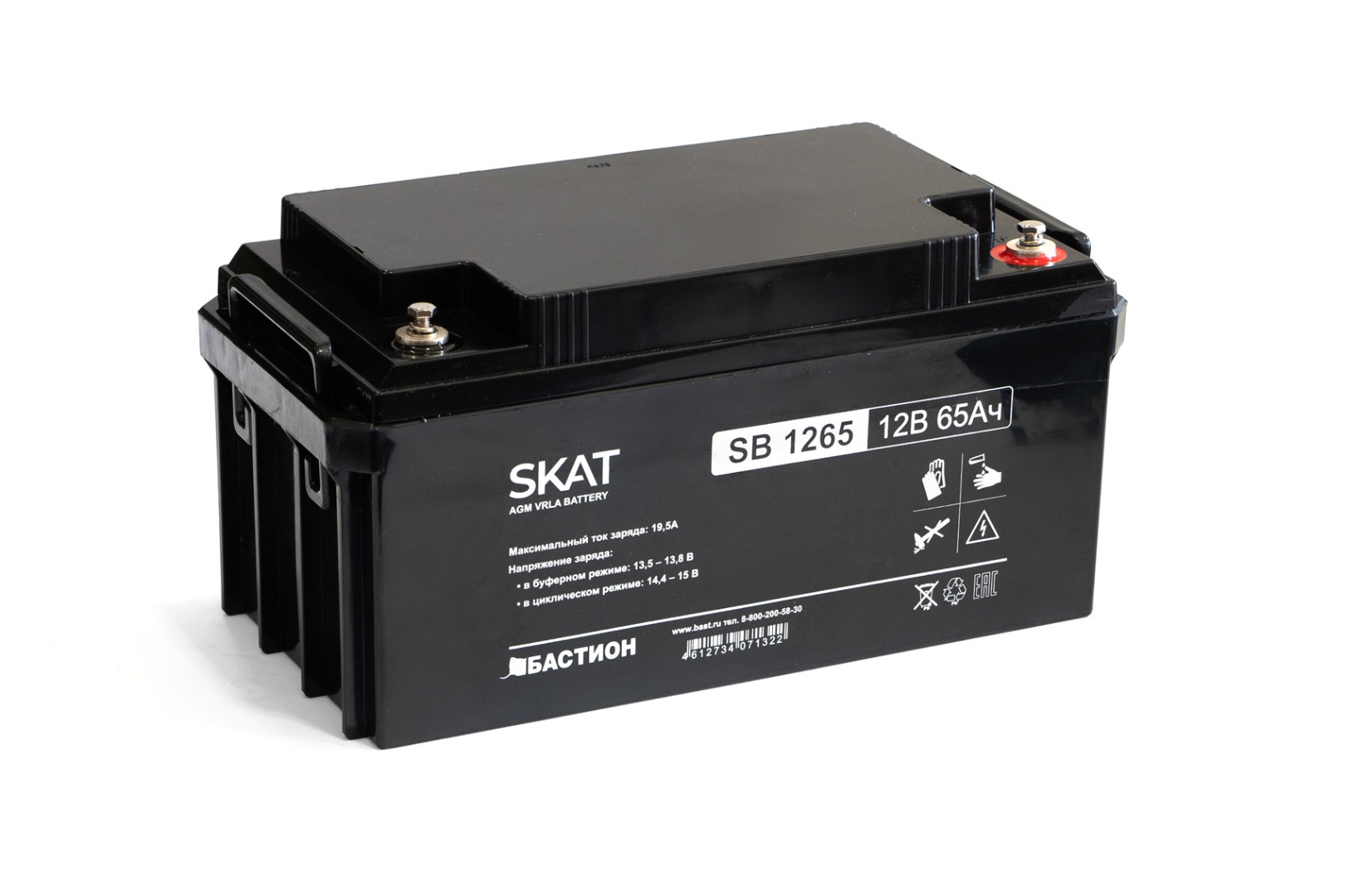 

Аккумуляторная батарея для ОПС Бастион SKAT SB 1265, 12V, 65Ah (2541), Черный, SKAT SB 1265