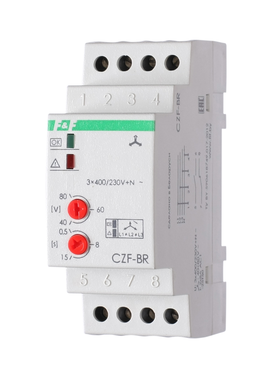 

Реле контроля фаз Евроавтоматика F&F CZF-BR, белый (EA04.001.003), CZF-BR