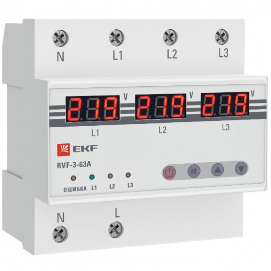 

Реле выбора фаз EKF RVF-3-63a, 63А, белый (RVF-3-63a), RVF-3-63a