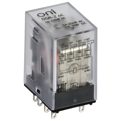 Реле общего назначения ONI OGR-2 4C 220В черный OGR-2-4C-AC220V 390₽