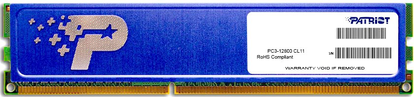

Память DDR3 DIMM 8Gb, 1600MHz, CL11, 1.5 В, Patriot Memory, Signature (PSD38G16002H), PSD38G16002H