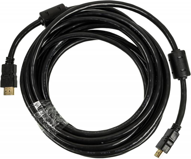 

Кабель HDMI(19M)-HDMI(19M) v1.3b 4K, экранированный, ферритовый фильтр, 5 м, черный Ningbo (6928431201060)