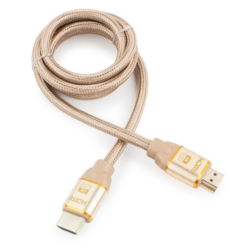 

Кабель HDMI(19M)-HDMI(19M) v1.4 4K, экранированный, 1 м, золотистый Gembird/Cablexpert (CC-G-HDMI03-1M)