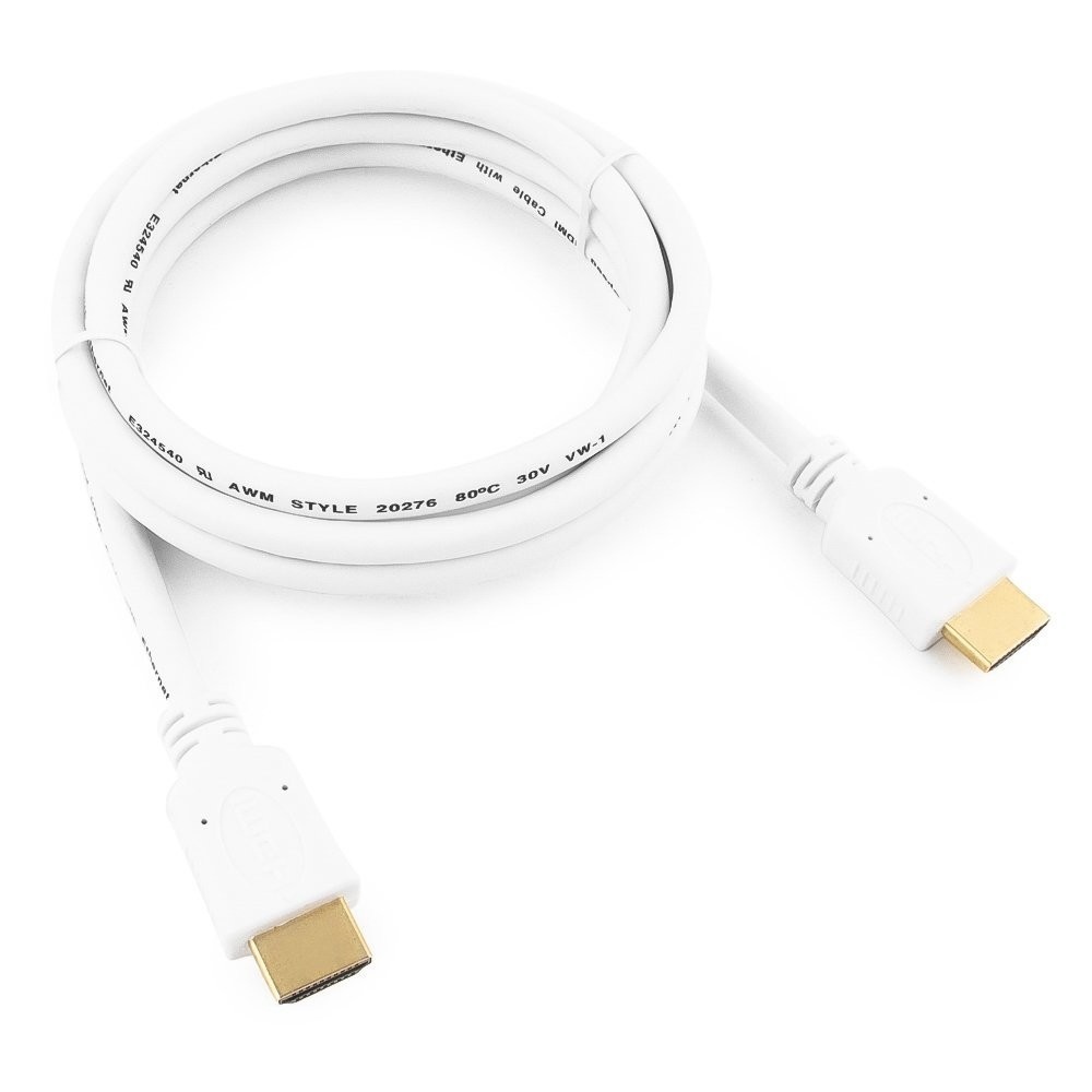 

Кабель HDMI(19M)-HDMI(19M) v1.4, экранированный, 3 м, белый Gembird/Cablexpert (CC-HDMI4-W-10)