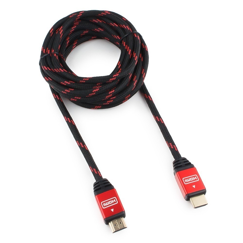 Кабель HDMI(19M)-HDMI(19M) v1.4 4K, экранированный, 3 м, красный Gembird/Cablexpert (CC-G-HDMI02-3M) - фото 1