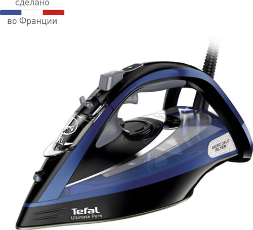 

Утюг Tefal Ultimate Pure FV9848E0 3.2 кВт, длина шнура 2.5 м, синий/черный, FV9848E0
