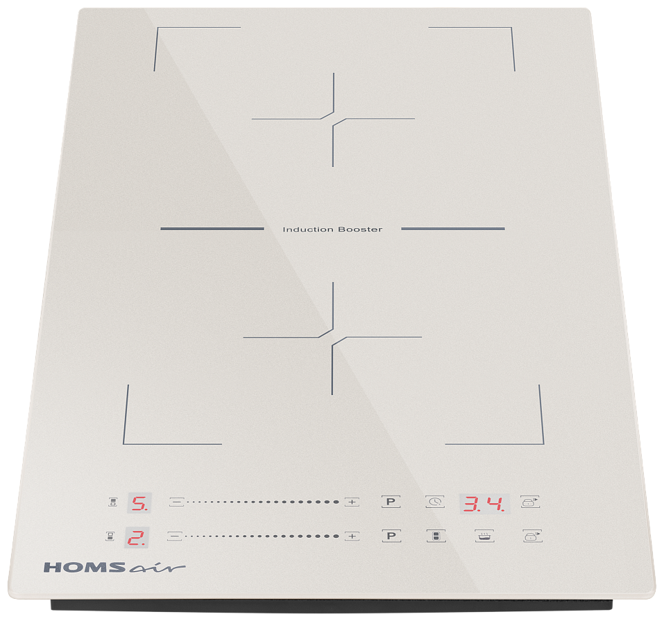 

Индукционная варочная панель HOMSAir HIC32SBG 2 конфорки, белый (HIC32SBG), HIC32SBG