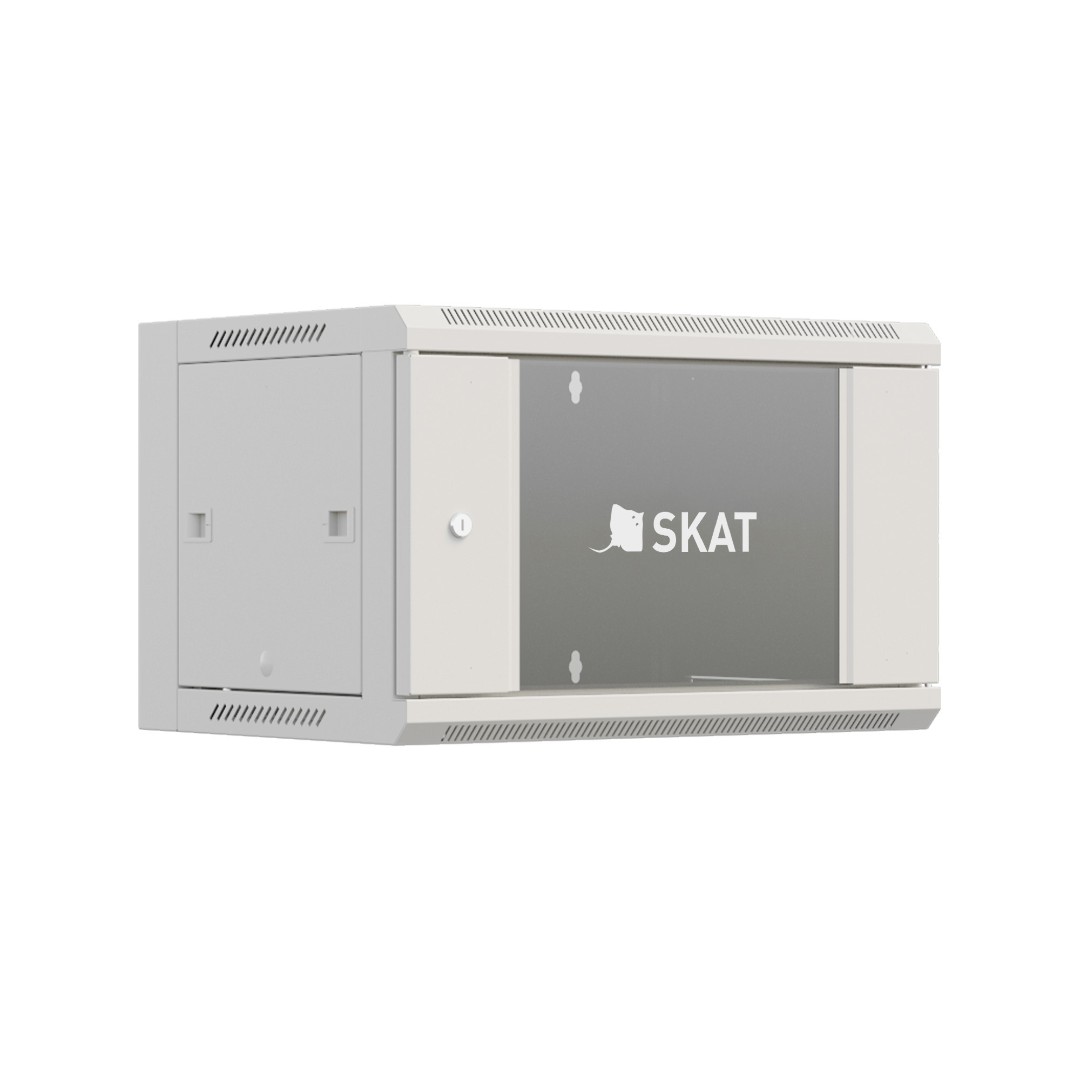 Шкаф телекоммуникационный настенный 12U 570x450 мм, стекло/металл, серый, Бастион SKAT TB-12W645GF-G (4414)