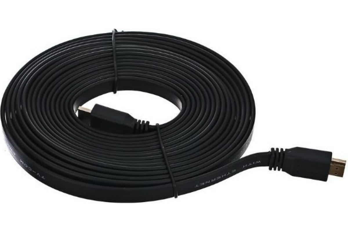 

Кабель HDMI(19M)-HDMI(19M) v1.4 4K, плоский, 5 м TV-COM (CG200F-5M)