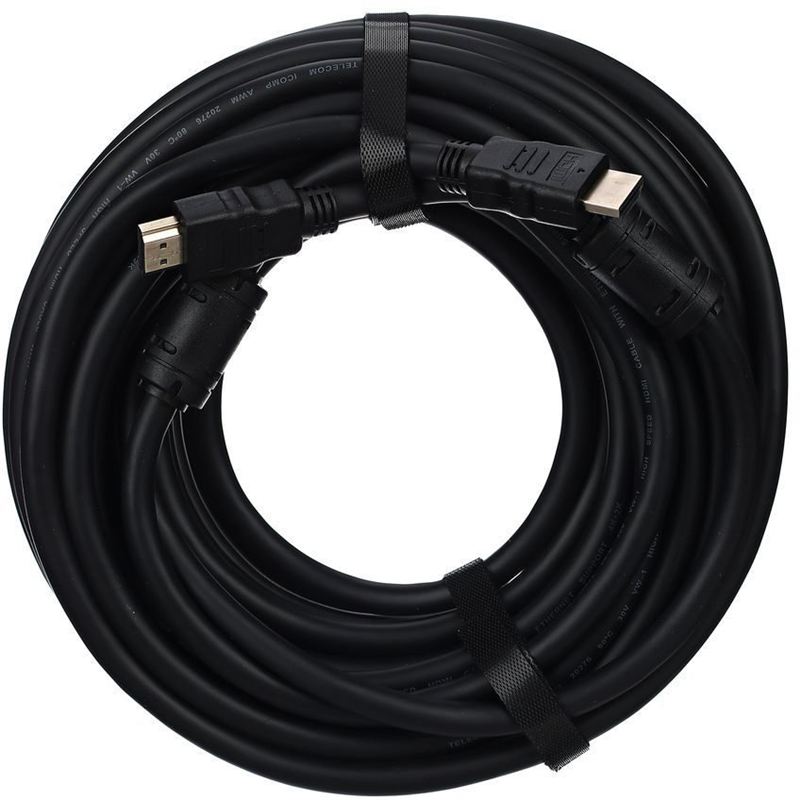 Кабель HDMI(19M)-HDMI(19M) v2.0 4K, ферритовый фильтр, 15 м, черный Telecom (TCG200F-15M)