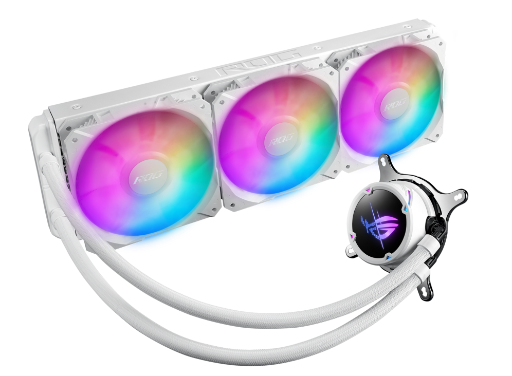 

Жидкостное охлаждение Asus ROG STRIX LC II 360 ARGB WHITE EDITION для Socket 115x/2066/2011/2011-3/1200/1700/AM5/AM4/TR4, 3x12 см, ARGB (90RC00F2-M0UAY2), ROG STRIX LC II 360 ARGB WHITE EDITION