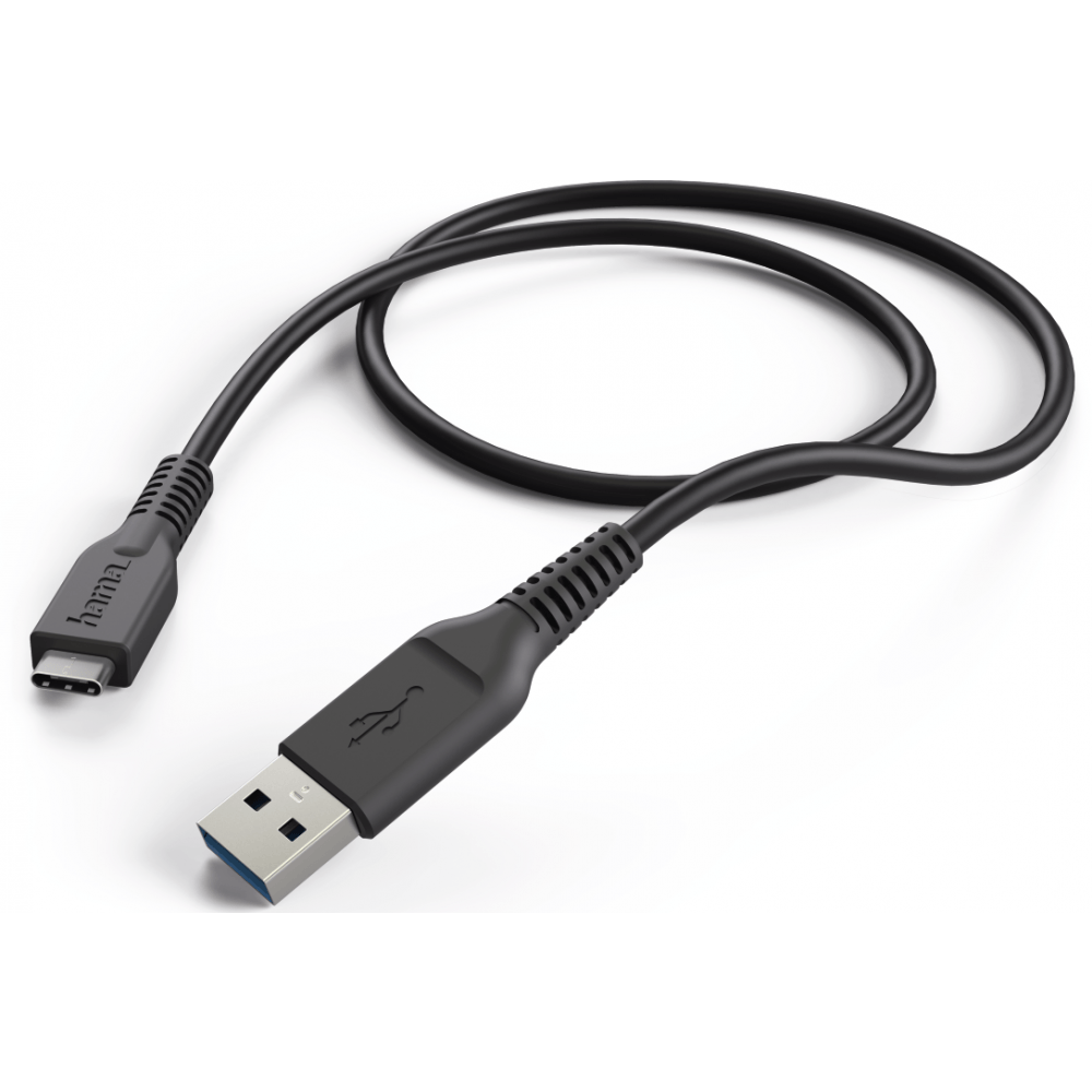 

Кабель USB 2.0(Am)-USB 2.0 Type-C(m), быстрая зарядка, 3A, 1 м, черный, Hama (00178395), 0