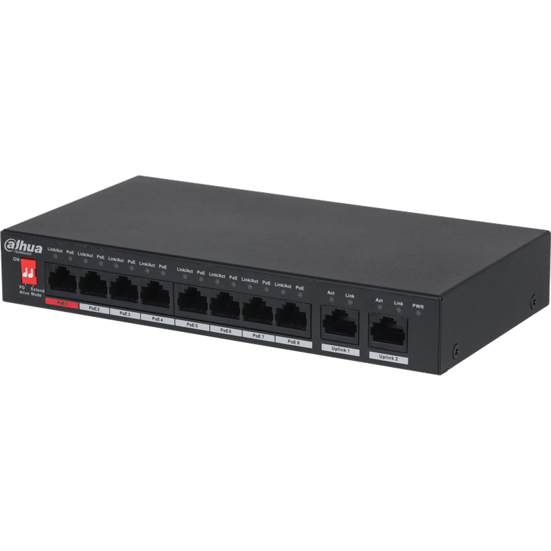 Коммутатор Dahua PFS3010-8ET-96, 8x100 Мбит/с, SFP/uplink: RJ-45x2 (DH-PFS3010-8ET-96)