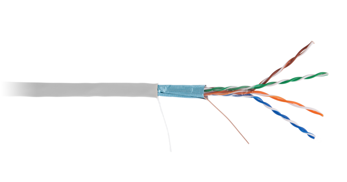 Витая пара FTP кат.5e, 4 пары, CU, 0.48 мм, 100м., внутренний, одножильный, PVC, серый, NETLAN (EC-UF004-5E-PVC-GY-1)