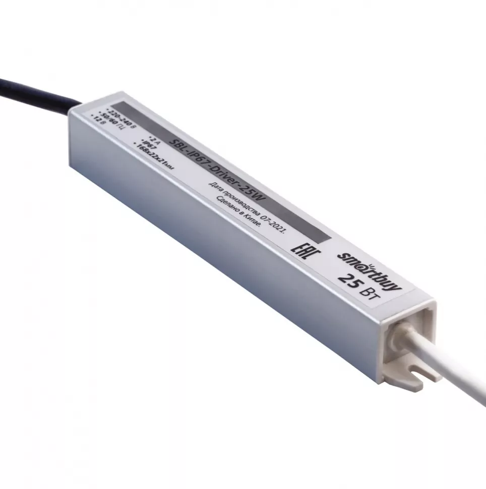 

Блок питания Smartbuy 25 Вт для светодиодной ленты, IP67, серый (SBL-IP67-Driver-25W)