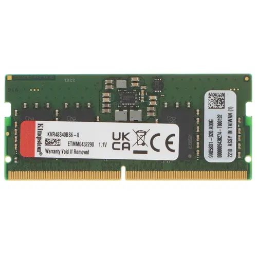 

Память DDR5 SODIMM 8Gb, 4800MHz, CL40, 1.1 В, Kingston (KVR48S40BS6-8) Retail, KVR48S40BS6-8