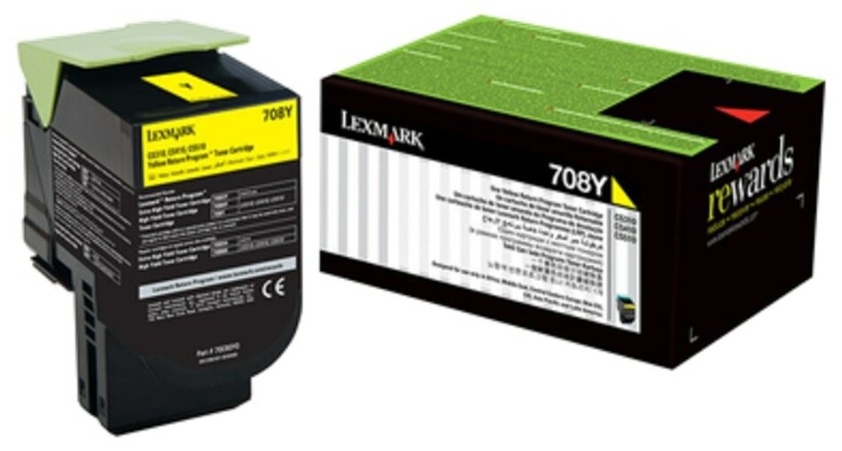 

Картридж лазерный Lexmark 708Y/70C8HYE, желтый, 3000 страниц, оригинальный для Lexmark CS310/CS410/CS510 с чипом, 708Y