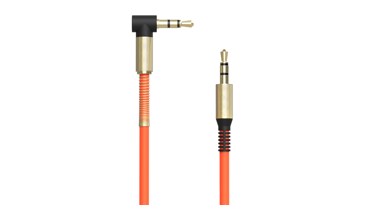 

Кабель соединительный Jack 3.5mm(M)-Jack 3.5mm(M) угловой/прямой, 1 м, оранжевый Ritmix (RCC-247)