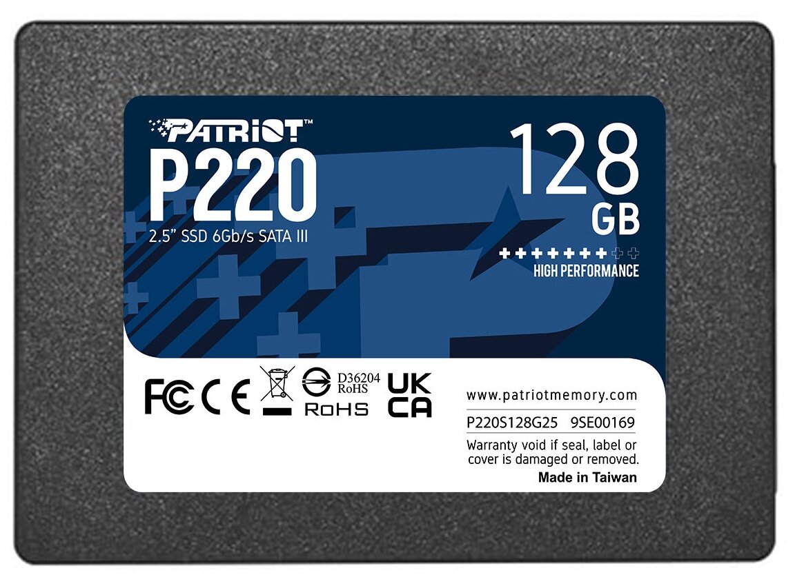 

Твердотельный накопитель (SSD) Patriot 128Gb P220, 2.5", SATA3 (P220S128G25) Retail