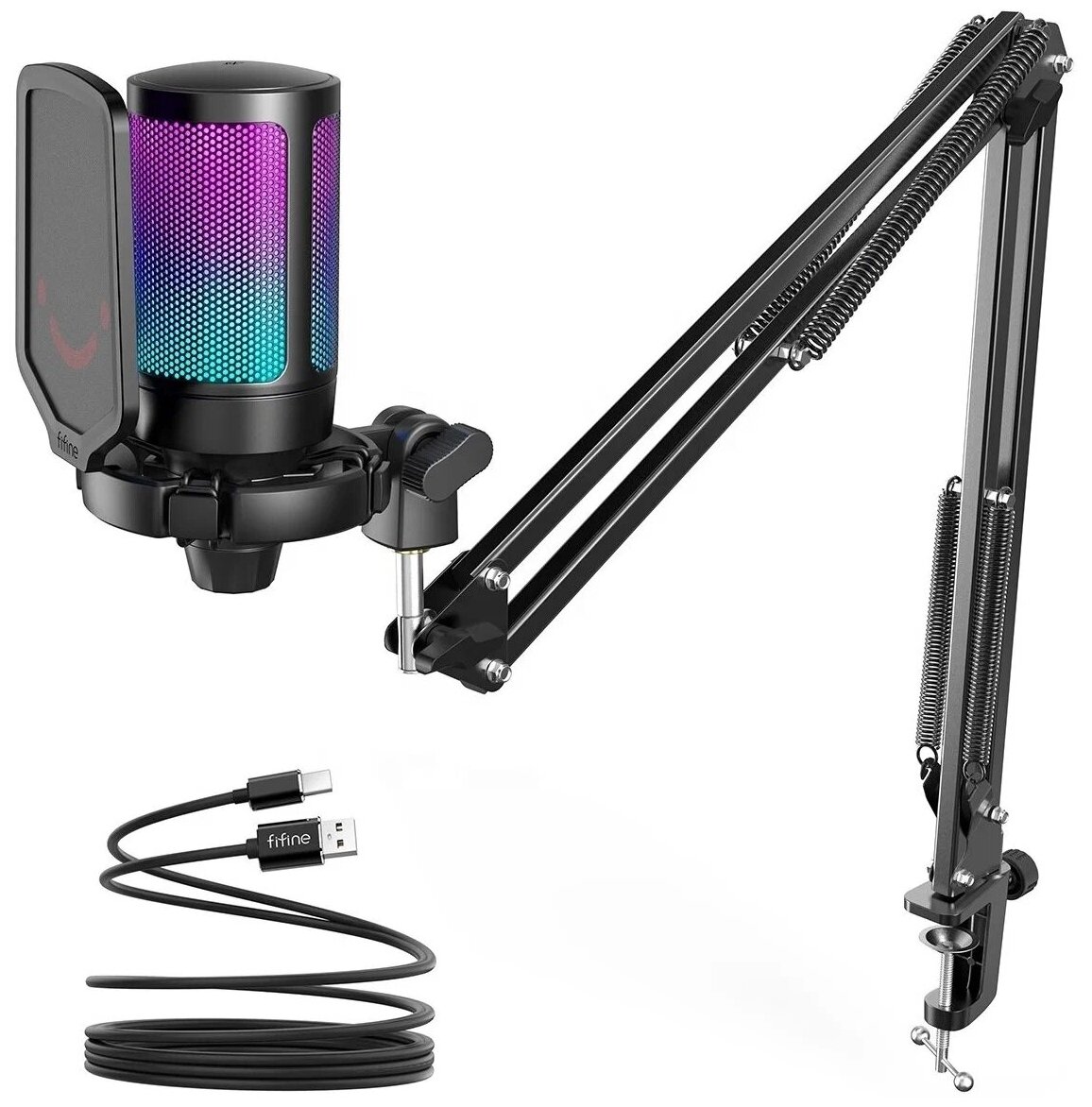 

Микрофон Fifine RGB A6T, конденсаторный, черный (A6T), RGB A6T