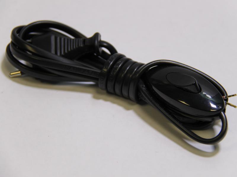 Переключатель на шнур Makel, 1кл., открытый монтаж, в сборе, черный (10035)