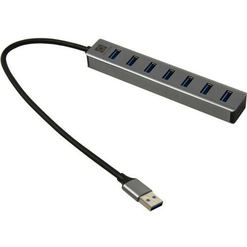 USB-концентратор 5bites HB37-315SL, 7xUSB 3.0, 1xUSB-C, серебристый + с отдельным портом для зарядки мобильных устройств с потреблением до 3А (HB37-315SL)