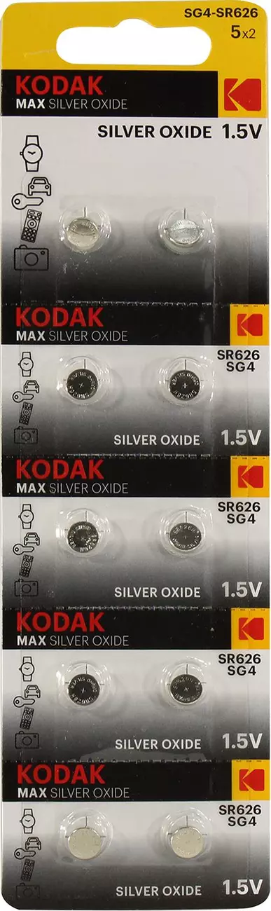 

Батарея Kodak MAX, SR626, 1.5 В, 10 шт. (30425071)