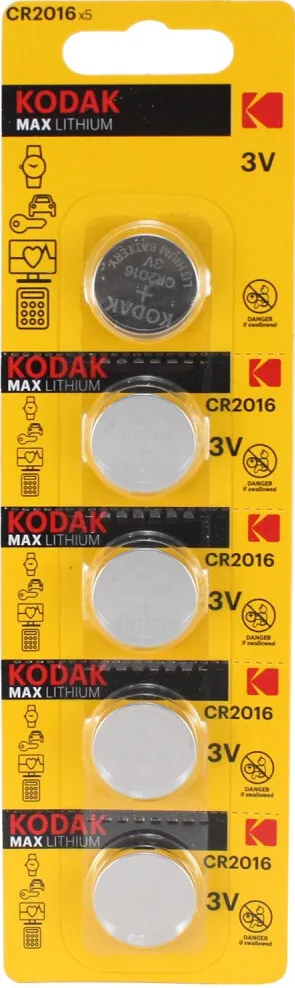 

Батарея Kodak CR2016-1BL, CR2016, 3 В, 5 шт. (CAT30411555)