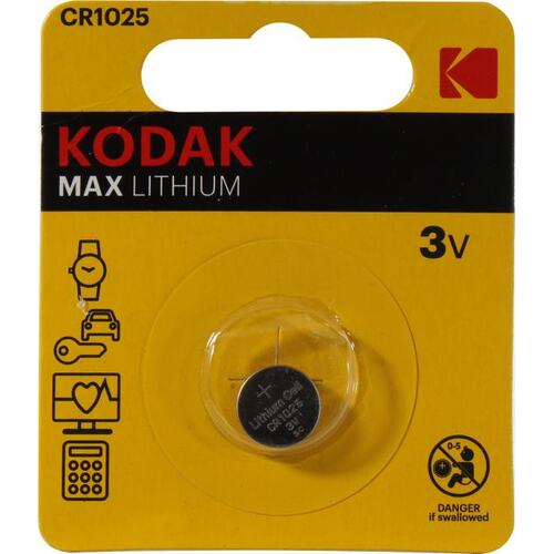 Батарея Kodak MAX, CR1025, 3 В, 1 шт. (CAT30414723-RU1)