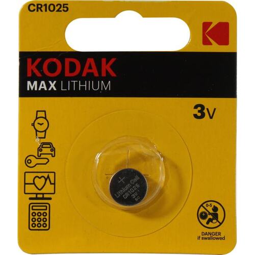 

Батарея Kodak MAX, CR1025, 3 В, 1 шт. (CAT30414723-RU1)