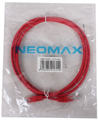 Патч-корд UTP кат.5e, 1.5 м, RJ45-RJ45, красный, Neomax (NM13001-015R)