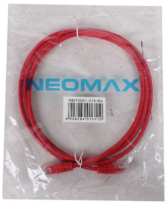 

Патч-корд UTP кат.5e, 1.5 м, RJ45-RJ45, красный, Neomax (NM13001-015R)