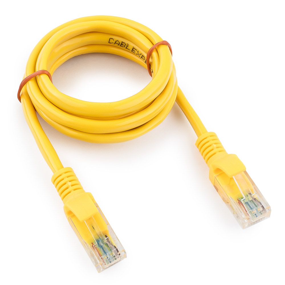 Патч-корд UTP кат.5e, 1 м, RJ45-RJ45, желтый, CU, Cablexpert (PP10-1M/Y)