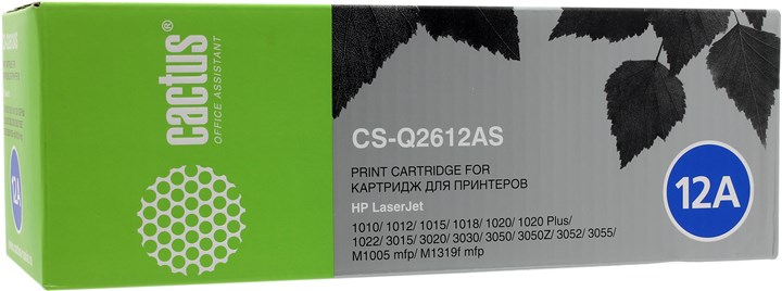 Картридж лазерный Cactus CS-Q2612AS (Q2612A), черный, 2000 страниц, совместимый, для LJ M1005 / M1319f / 3050 / 3052 / 3050z / 3015 / 3020 / 3030 / 1010 / 1012 / 1015 / 1018 / 1020 / 1022 / 1022n / 1022nw б/у, извлечены пломбы, вскрыта упаковка, не использовался