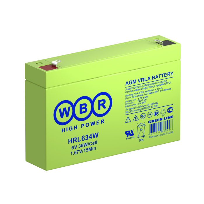Аккумуляторная батарея для ИБП WBR HRL 634 WBR, 6V, 9Ah
