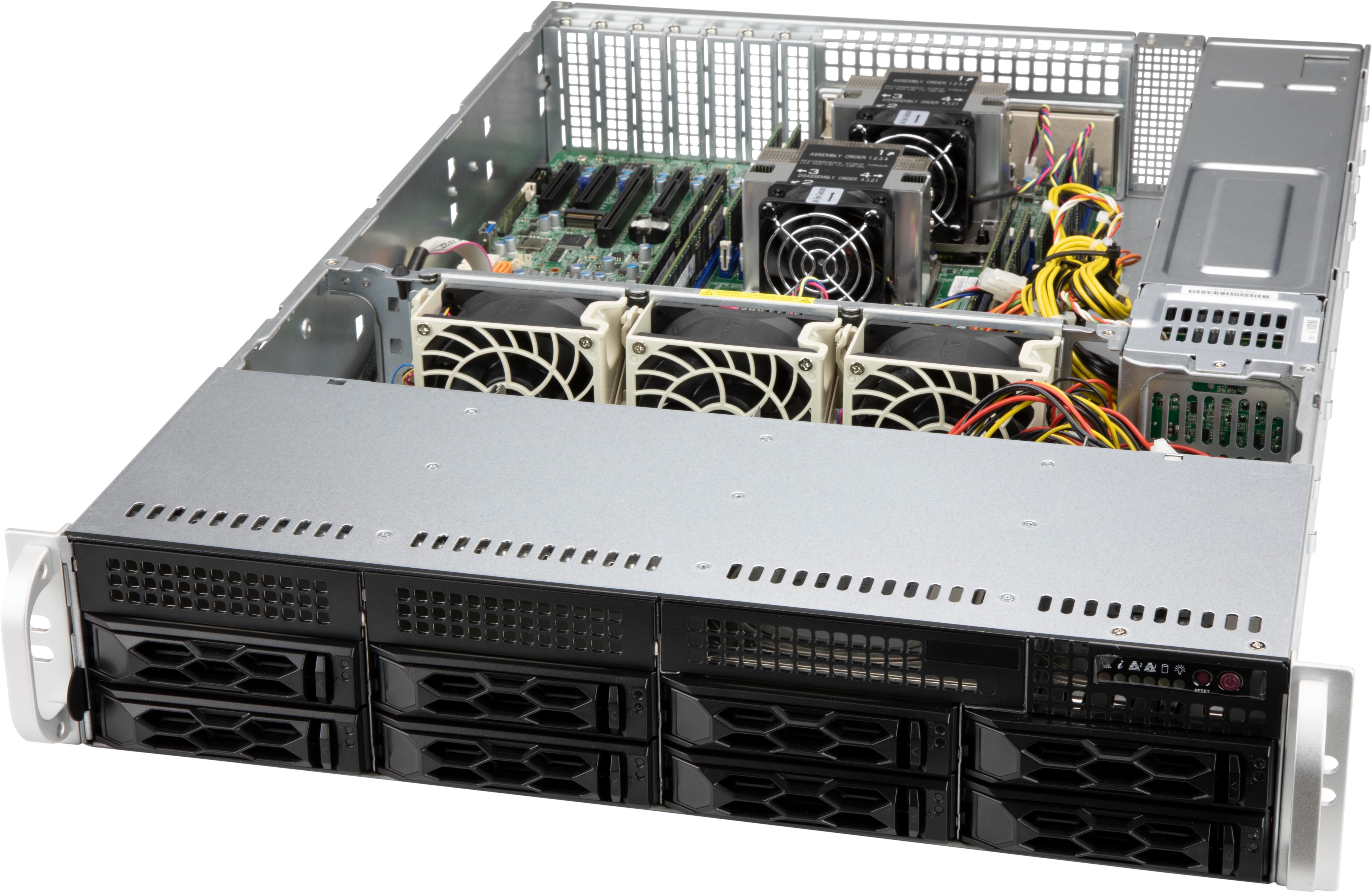 Корпус Supermicro LA25TQC-R609LP, EE-ATX, 2U RM, 8x3.5 HS, Redundant 2x600 Вт, черный (CSE-LA25TQC-R609LP)