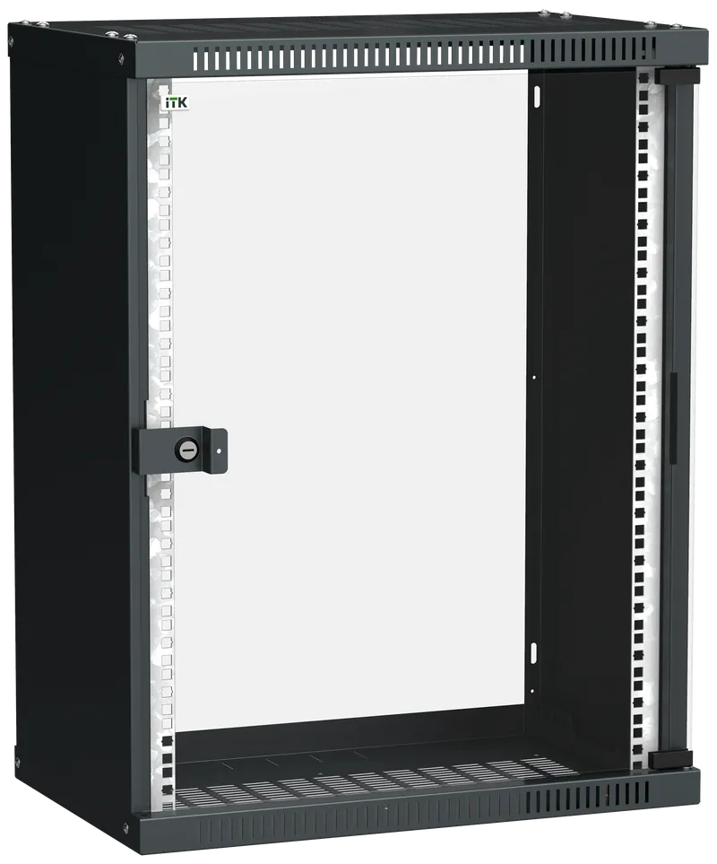 

Шкаф телекоммуникационный настенный 15U 550x350 мм, стекло, черный, разборный, ITK LINEA WE (LWE5-15U53-GF)