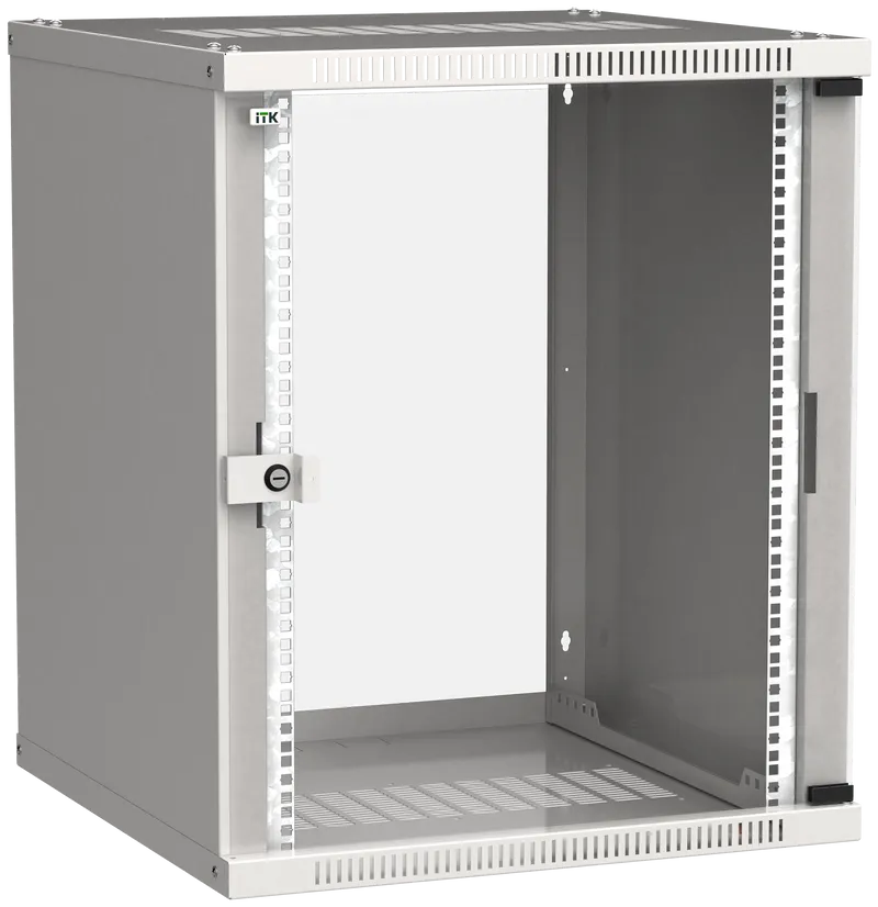 Шкаф телекоммуникационный настенный 15U 600x650 мм, стекло, серый, разборный, ITK LINEA WE (LWE3-15U67-GF)