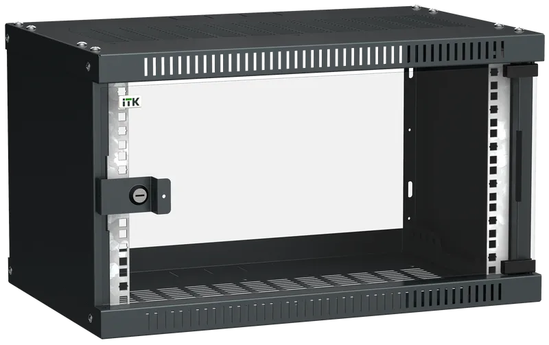 Шкаф телекоммуникационный настенный 6U 550x350 мм, стекло, черный, разборный, ITK LINEA WE (LWE5-06U53-GF)