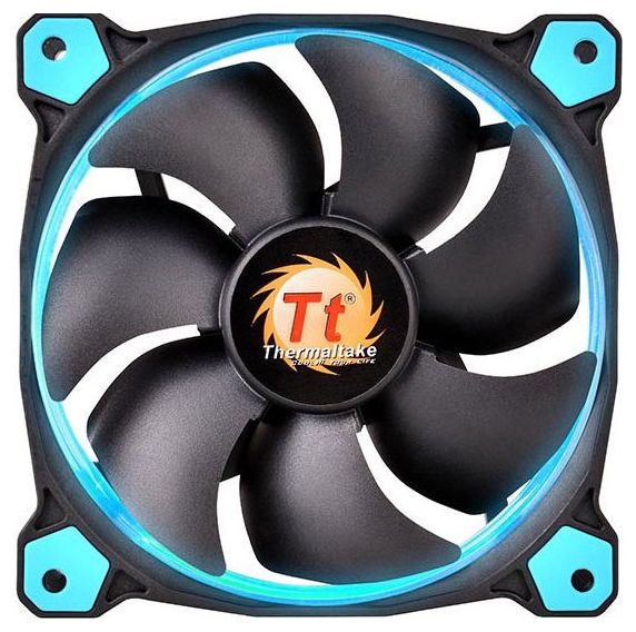 Вентилятор Thermaltake Riing 12 LED Blue, 120мм, 1500rpm, 24.6 дБА, 3-pin, 1шт, синий (CL-F038-PL12BU-A)