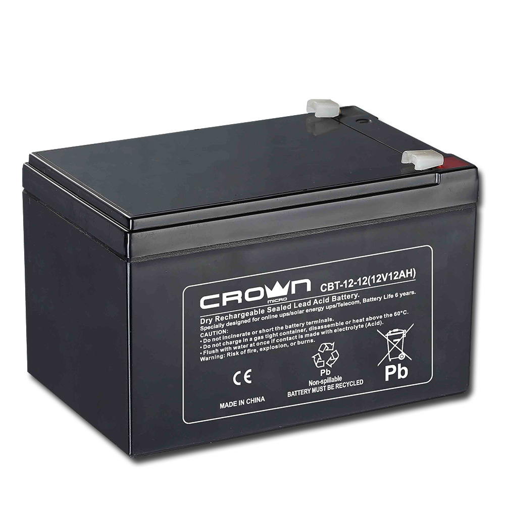 

Аккумуляторная батарея для ИБП CROWN CBT-12-12, 12V, 12Ah, Черный, CBT-12-12