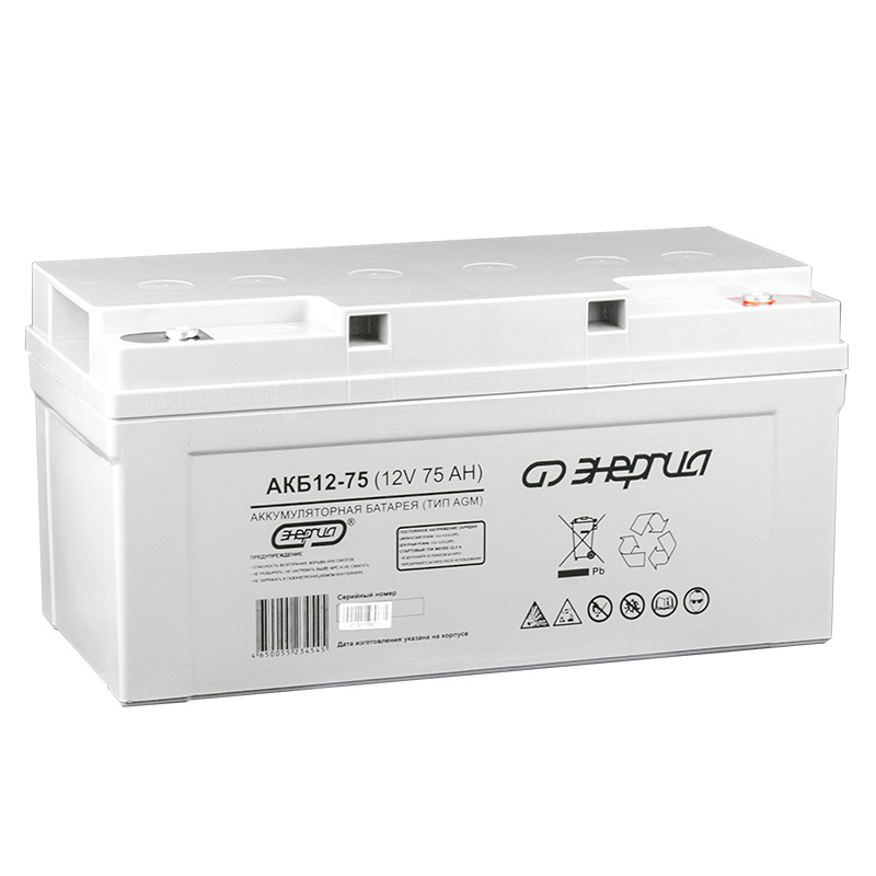 

Аккумуляторная батарея для ИБП ЭНЕРГИЯ 12-75, 12V, 75Ah (Е0201-0021), Серый, 12-75