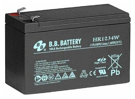 

Аккумуляторная батарея для ИБП B.B.Battery HR 1234W, 12V, 7Ah, Черный, HR 1234W