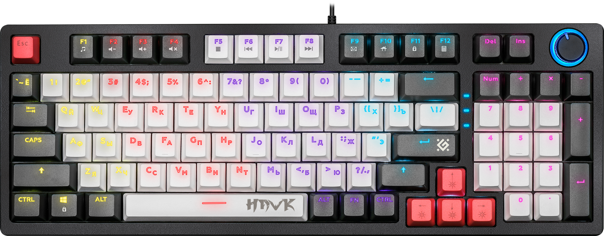

Клавиатура проводная Defender Hawk GK-418, механическая, Outemu Brown, подсветка, USB, черный (45419), Hawk GK-418