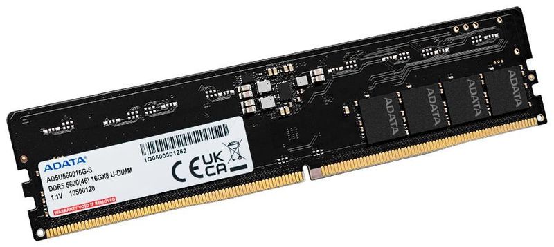 

Память DDR5 DIMM 16Gb, 5600MHz, CL46, 1.1 В, ADATA (AD5U560016G-S) Retail, AD5U560016G-S