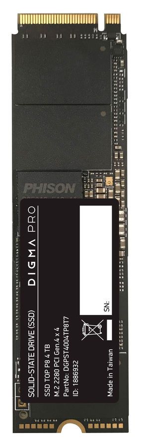 

Твердотельный накопитель (SSD) Digma 4Tb Pro Top P8, 2280, PCIe 4.0 x4, NVMe (DGPST4004TP8T7) Retail