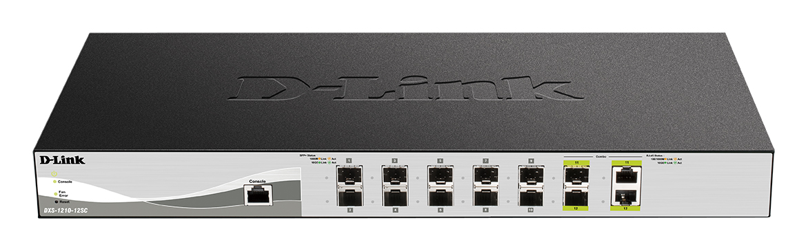 

Коммутатор D-Link DXS-1210-12SC, управляемый, кол-во портов:, SFP+ 10x10, кол-во SFP/uplink: combo RJ-45/SFP+ 2x10 Гбит/с, установка в стойку (DXS-1210-12SC/B1A), DXS-1210-12SC